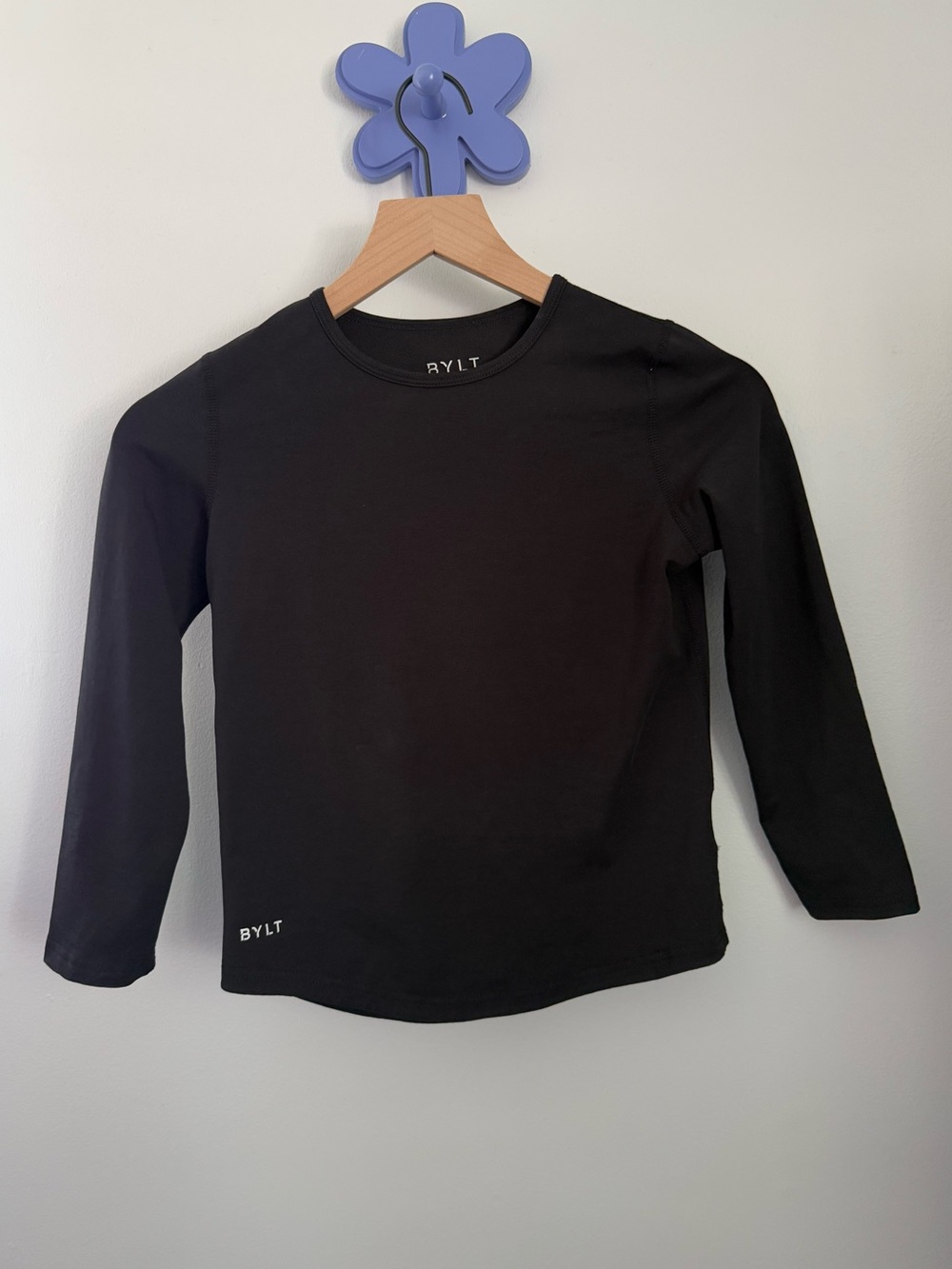 BYLT Boys Small 6/7 Long Sleeve Black Crew Neck Tee Active Outdoor